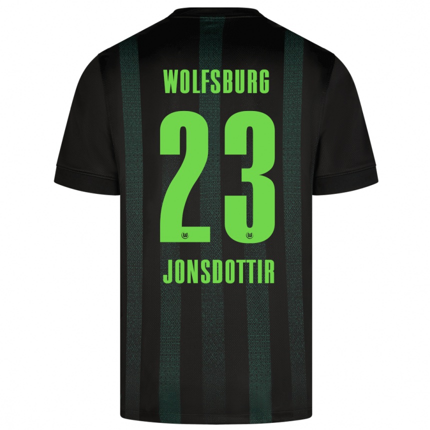 Kinder Fußball Sveindís Jane Jónsdóttir #23 Dunkelgrün Auswärtstrikot Trikot 2024/25 T-Shirt Luxemburg