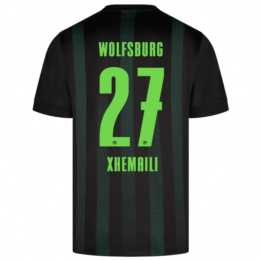 Kinder Fußball Riola Xhemaili #27 Dunkelgrün Auswärtstrikot Trikot 2024/25 T-Shirt Luxemburg