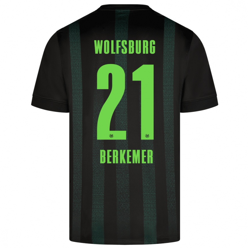 Kinder Fußball Melvin Berkemer #21 Dunkelgrün Auswärtstrikot Trikot 2024/25 T-Shirt Luxemburg