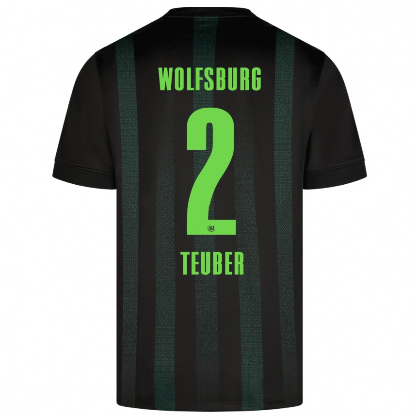 Kinder Fußball Julius Teuber #2 Dunkelgrün Auswärtstrikot Trikot 2024/25 T-Shirt Luxemburg