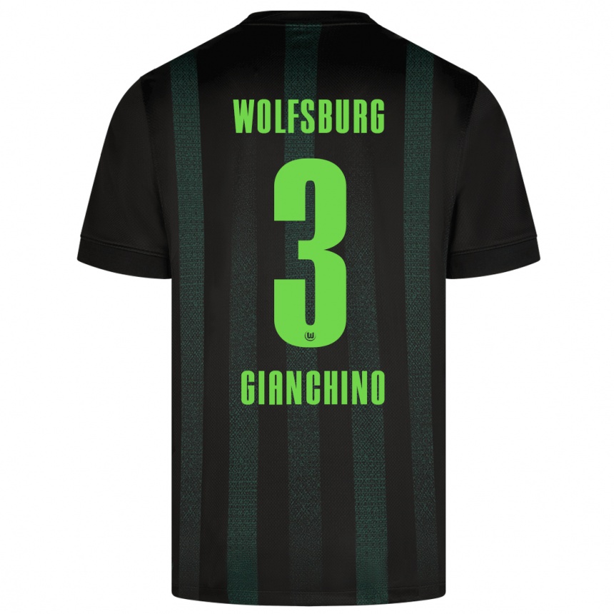 Kinder Fußball Michele Gianchino #3 Dunkelgrün Auswärtstrikot Trikot 2024/25 T-Shirt Luxemburg