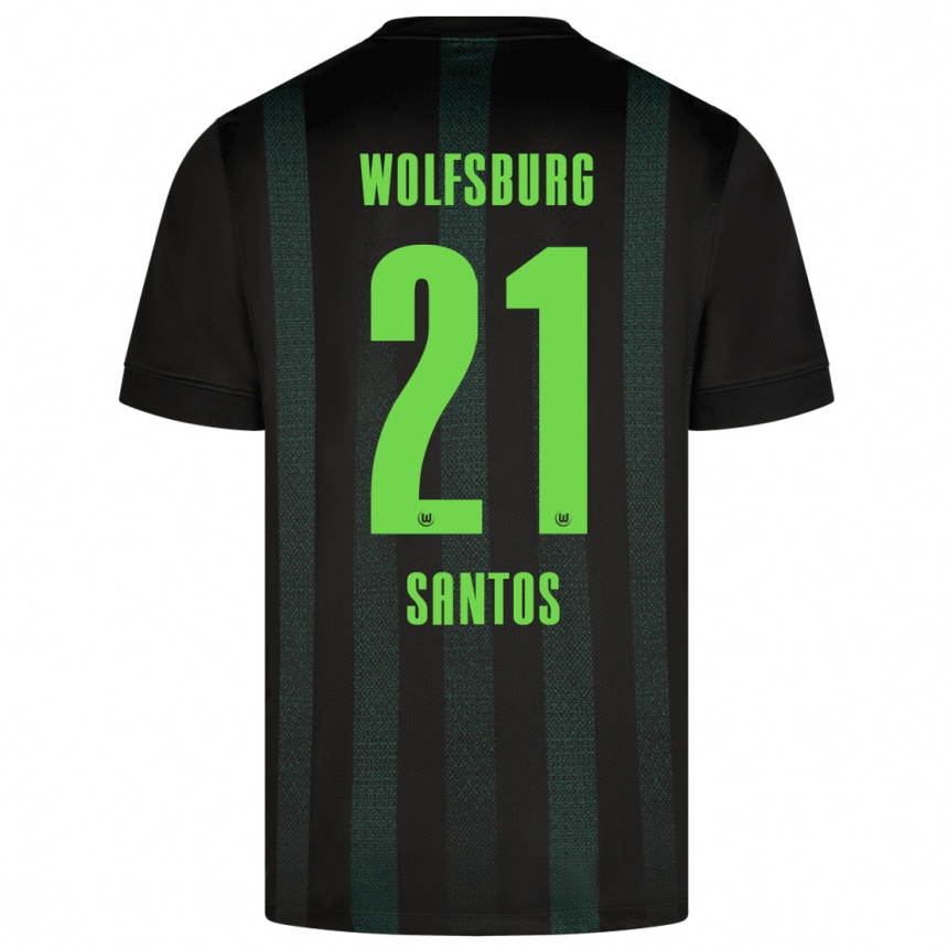 Kinder Fußball Leonardo Santos #21 Dunkelgrün Auswärtstrikot Trikot 2024/25 T-Shirt Luxemburg