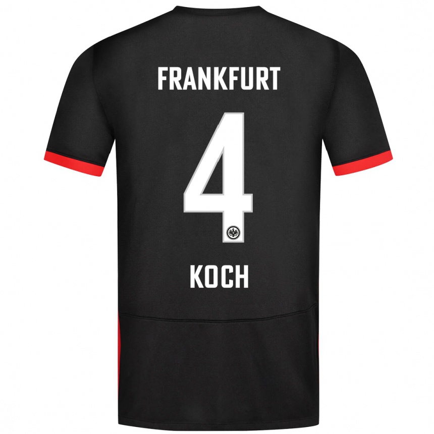 Kinder Fußball Robin Koch #4 Schwarz Auswärtstrikot Trikot 2024/25 T-Shirt Luxemburg