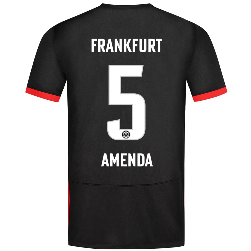 Kinder Fußball Aurèle Amenda #5 Schwarz Auswärtstrikot Trikot 2024/25 T-Shirt Luxemburg