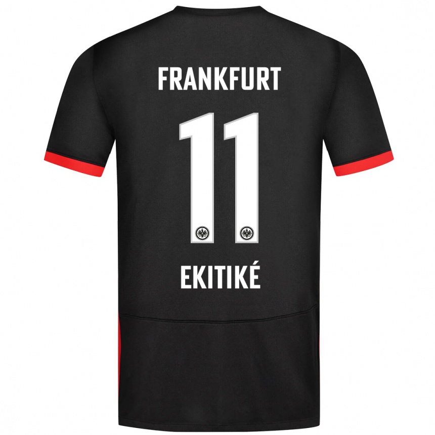 Kinder Fußball Hugo Ekitike #11 Schwarz Auswärtstrikot Trikot 2024/25 T-Shirt Luxemburg