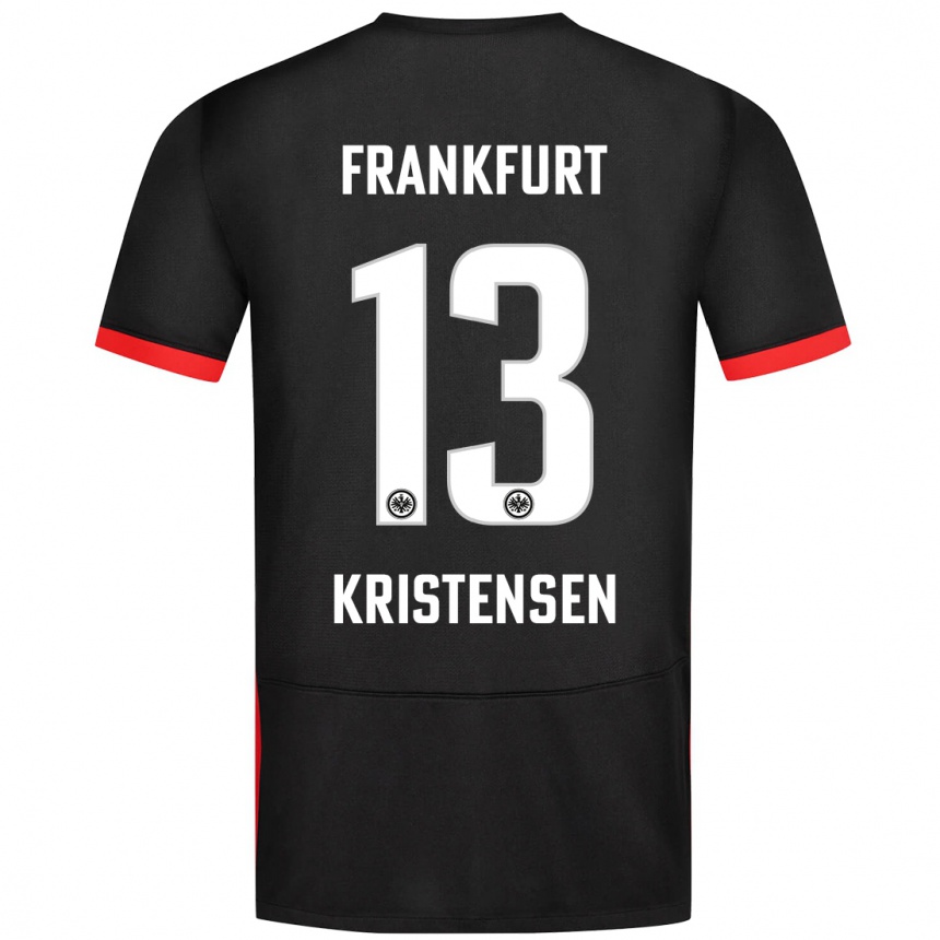 Kinder Fußball Rasmus Kristensen #13 Schwarz Auswärtstrikot Trikot 2024/25 T-Shirt Luxemburg