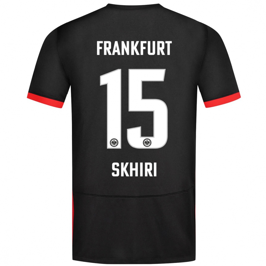 Kinder Fußball Ellyes Skhiri #15 Schwarz Auswärtstrikot Trikot 2024/25 T-Shirt Luxemburg