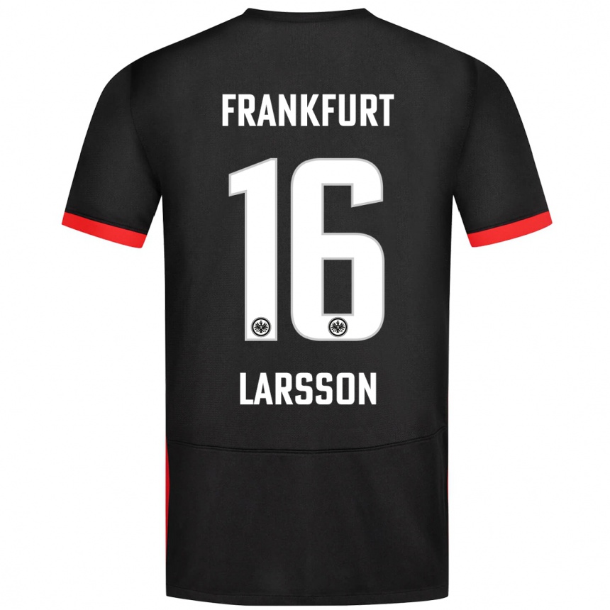 Kinder Fußball Hugo Larsson #16 Schwarz Auswärtstrikot Trikot 2024/25 T-Shirt Luxemburg