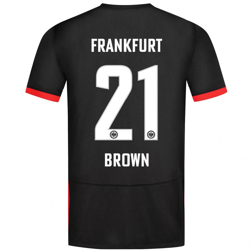 Kinder Fußball Nathaniel Brown #21 Schwarz Auswärtstrikot Trikot 2024/25 T-Shirt Luxemburg