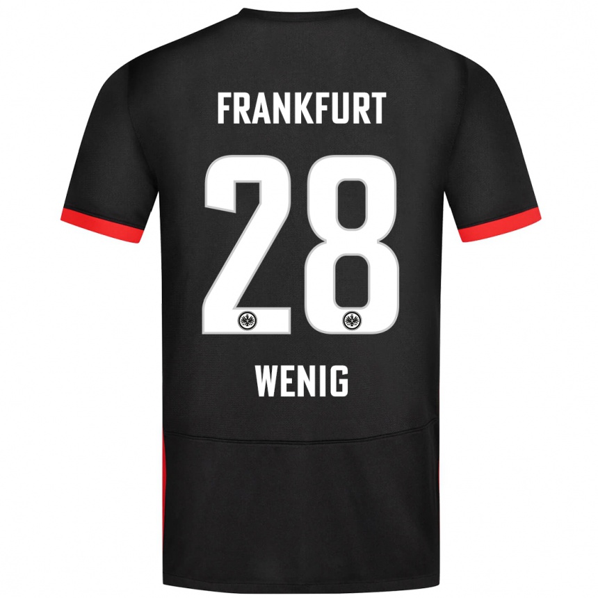 Kinder Fußball Marcel Wenig #28 Schwarz Auswärtstrikot Trikot 2024/25 T-Shirt Luxemburg