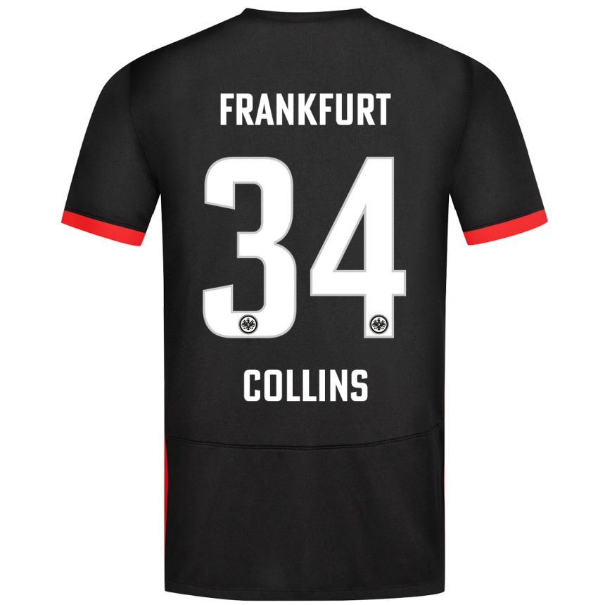 Kinder Fußball Nnamdi Collins #34 Schwarz Auswärtstrikot Trikot 2024/25 T-Shirt Luxemburg