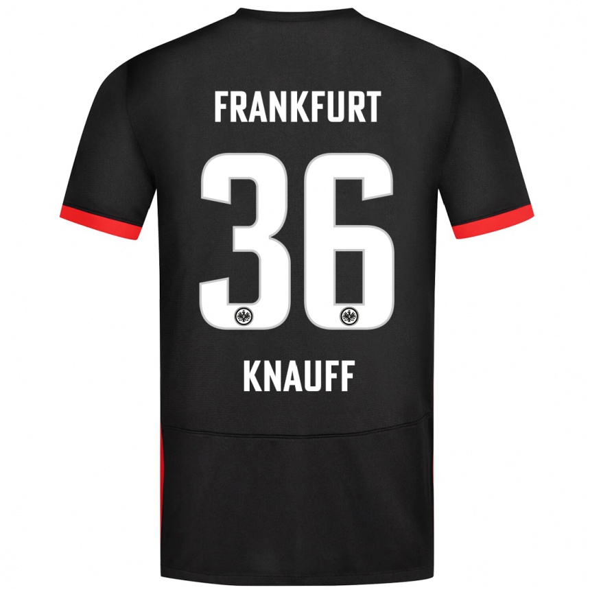 Kinder Fußball Ansgar Knauff #36 Schwarz Auswärtstrikot Trikot 2024/25 T-Shirt Luxemburg