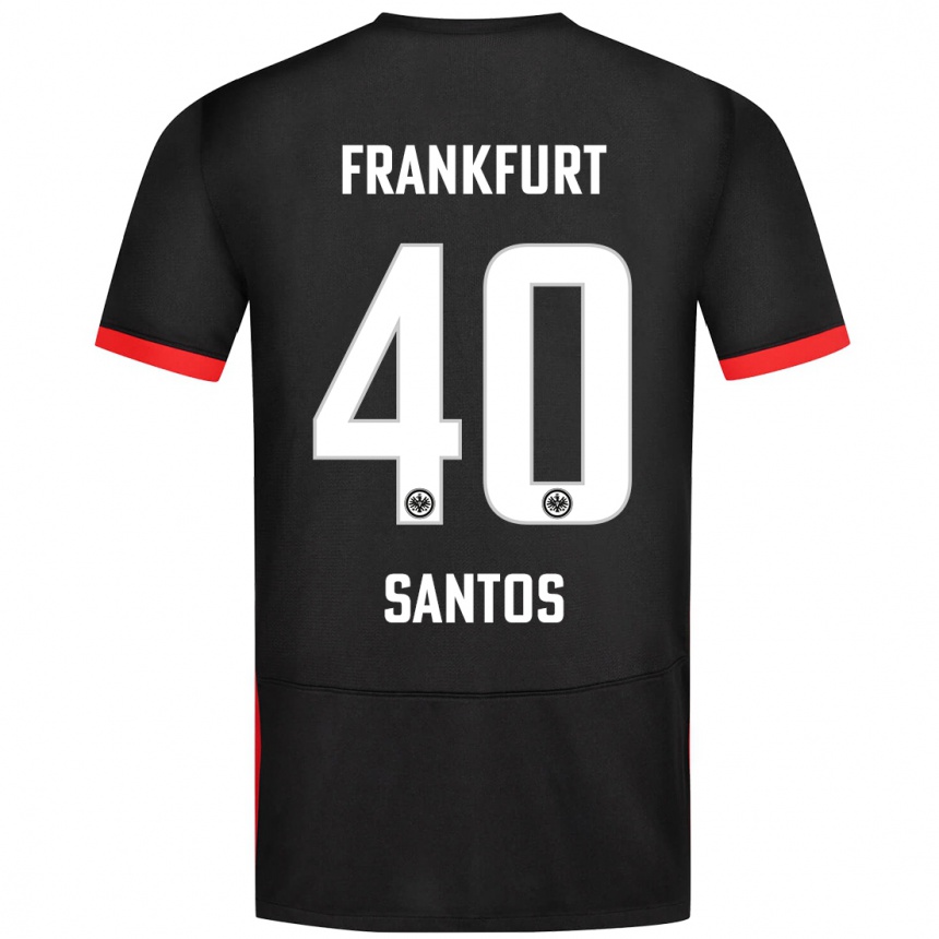 Kinder Fußball Kauã Santos #40 Schwarz Auswärtstrikot Trikot 2024/25 T-Shirt Luxemburg