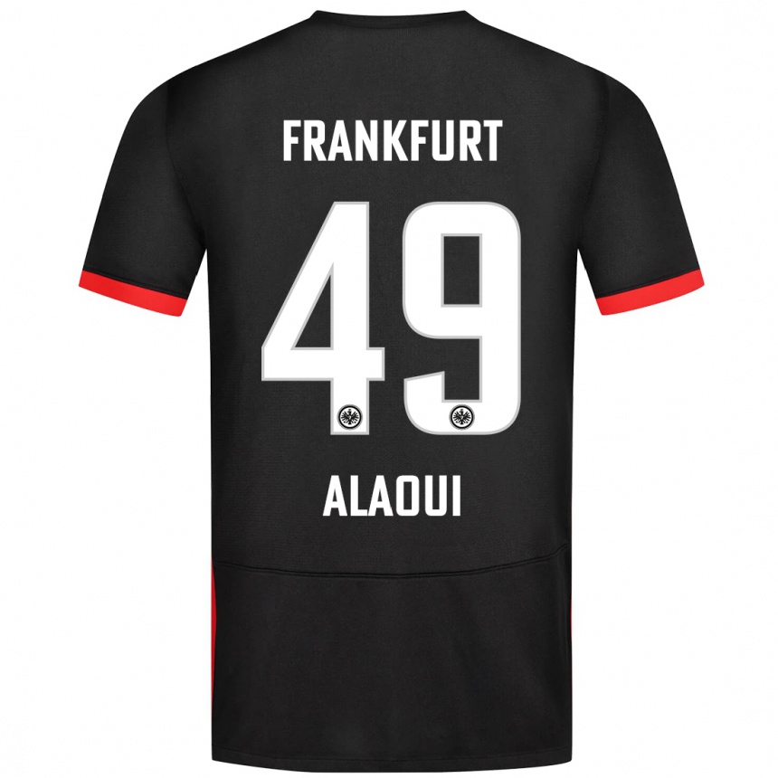 Kinder Fußball Anas Alaoui #49 Schwarz Auswärtstrikot Trikot 2024/25 T-Shirt Luxemburg