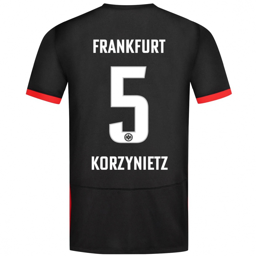 Kinder Fußball Jaden Korzynietz #5 Schwarz Auswärtstrikot Trikot 2024/25 T-Shirt Luxemburg