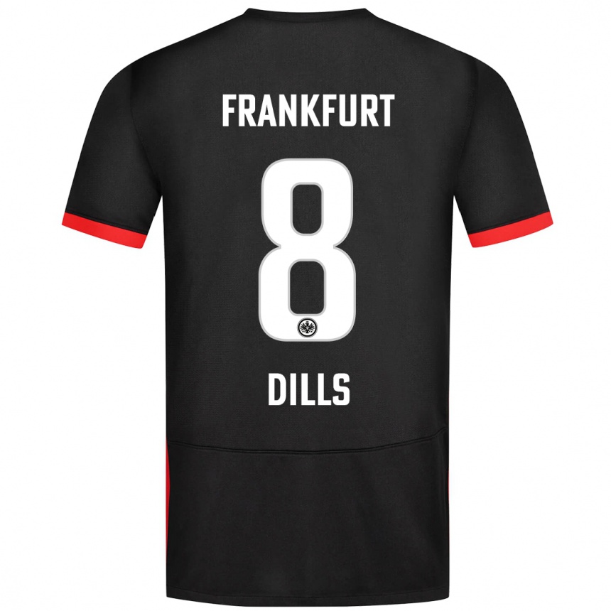 Kinder Fußball Marvin Dills #8 Schwarz Auswärtstrikot Trikot 2024/25 T-Shirt Luxemburg