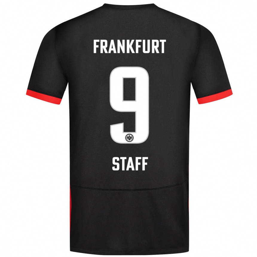 Kinder Fußball Alexander Staff #9 Schwarz Auswärtstrikot Trikot 2024/25 T-Shirt Luxemburg