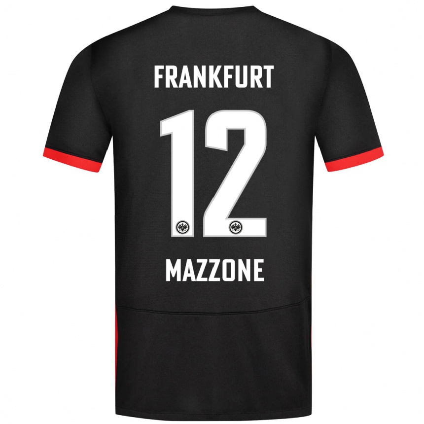 Kinder Fußball Matteo Mazzone #12 Schwarz Auswärtstrikot Trikot 2024/25 T-Shirt Luxemburg