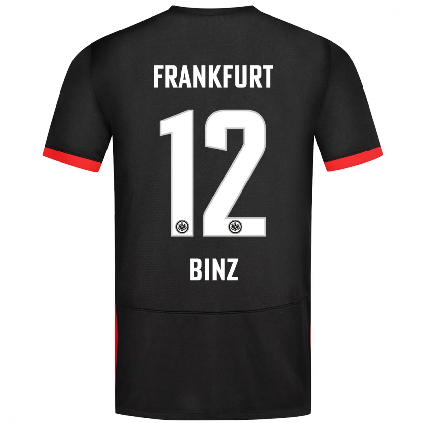 Kinder Fußball Sam Binz #12 Schwarz Auswärtstrikot Trikot 2024/25 T-Shirt Luxemburg