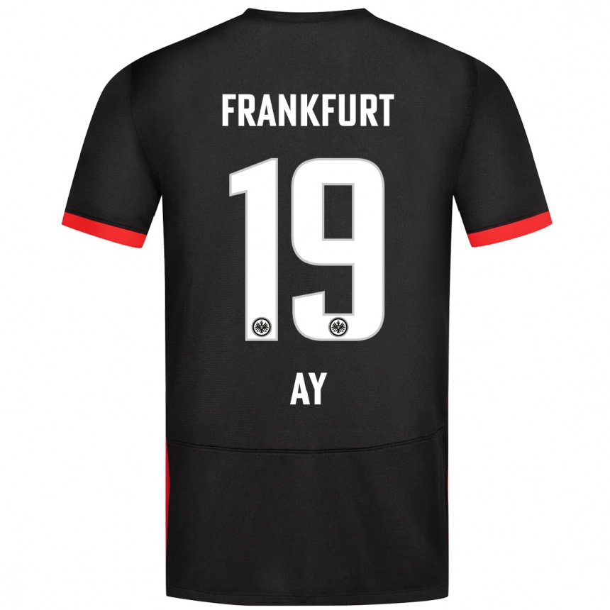 Kinder Fußball Ugur Ay #19 Schwarz Auswärtstrikot Trikot 2024/25 T-Shirt Luxemburg