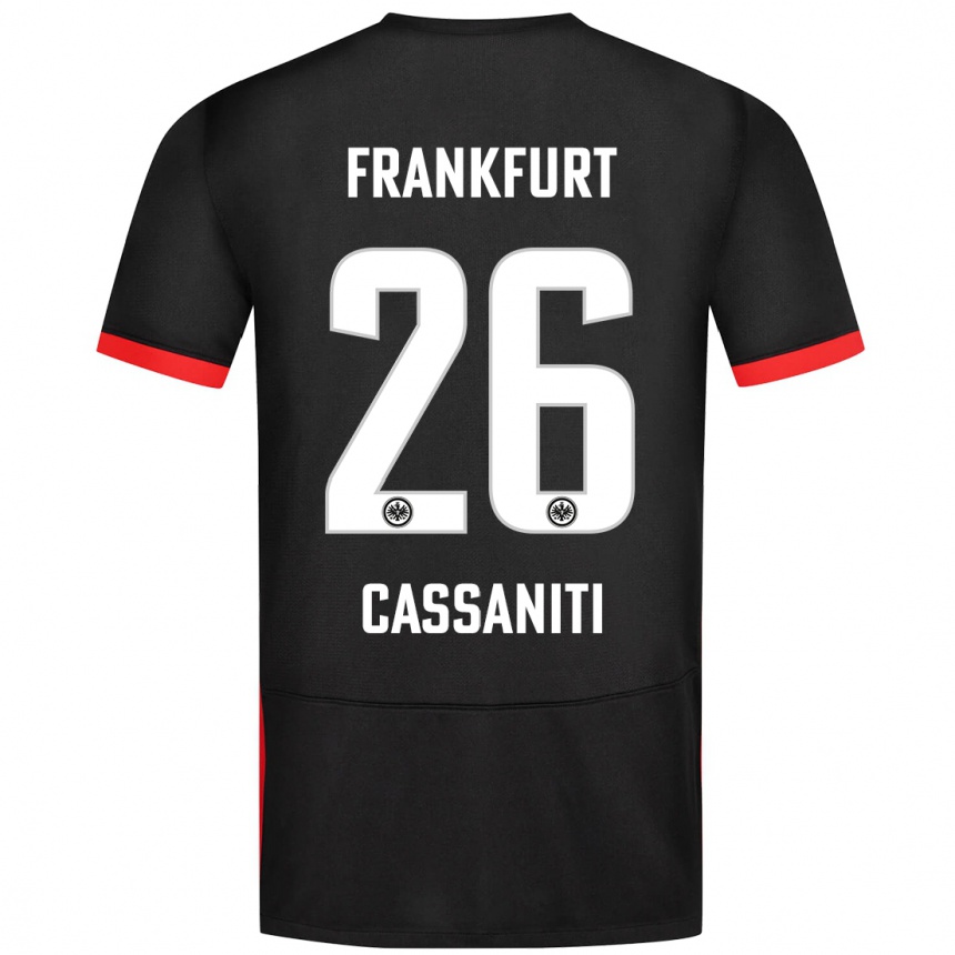 Kinder Fußball Nino Cassaniti #26 Schwarz Auswärtstrikot Trikot 2024/25 T-Shirt Luxemburg