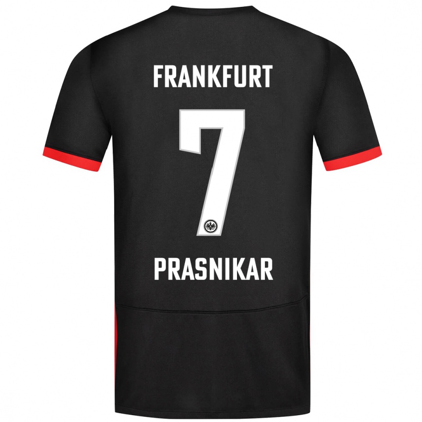 Kinder Fußball Lara Prašnikar #7 Schwarz Auswärtstrikot Trikot 2024/25 T-Shirt Luxemburg