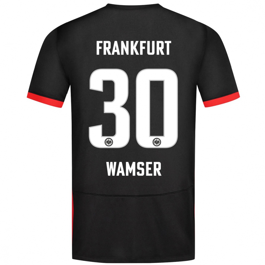 Kinder Fußball Carlotta Wamser #30 Schwarz Auswärtstrikot Trikot 2024/25 T-Shirt Luxemburg