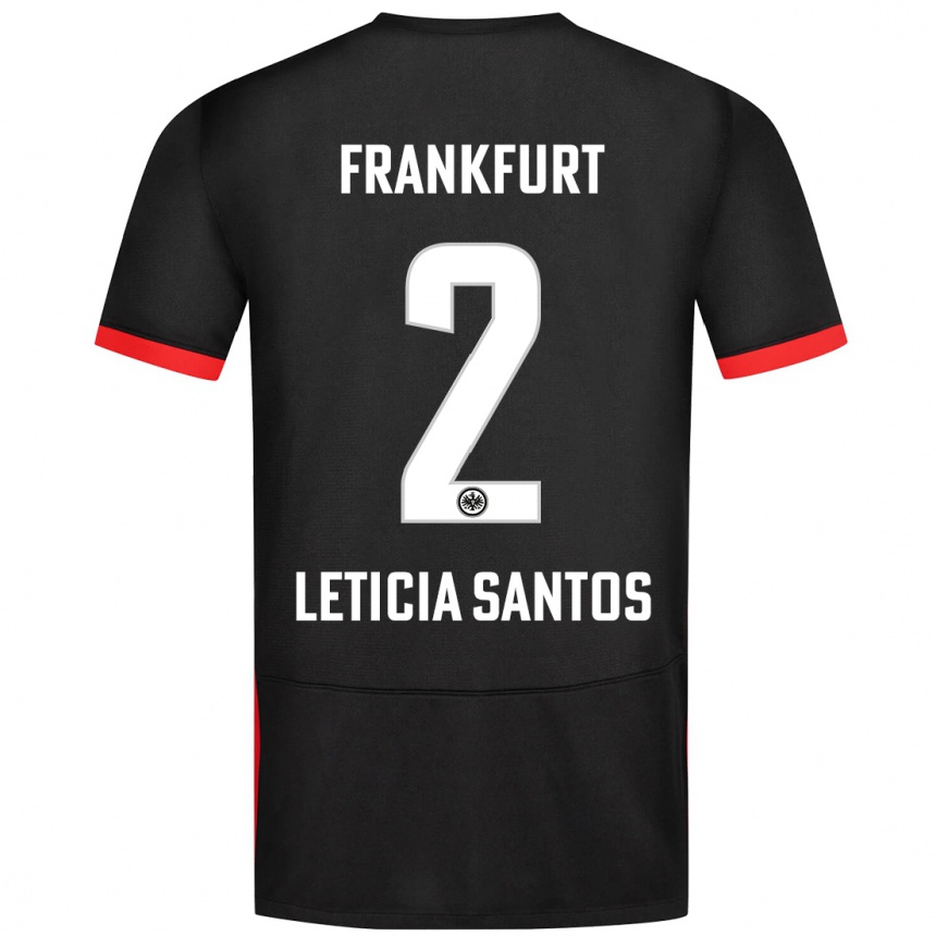 Kinder Fußball Letícia Santos De Oliveira #2 Schwarz Auswärtstrikot Trikot 2024/25 T-Shirt Luxemburg