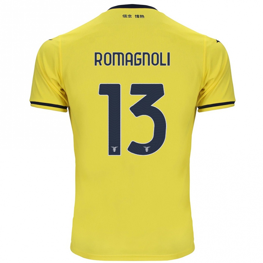 Kinder Fußball Alessio Romagnoli #13 Gelb Auswärtstrikot Trikot 2024/25 T-Shirt Luxemburg