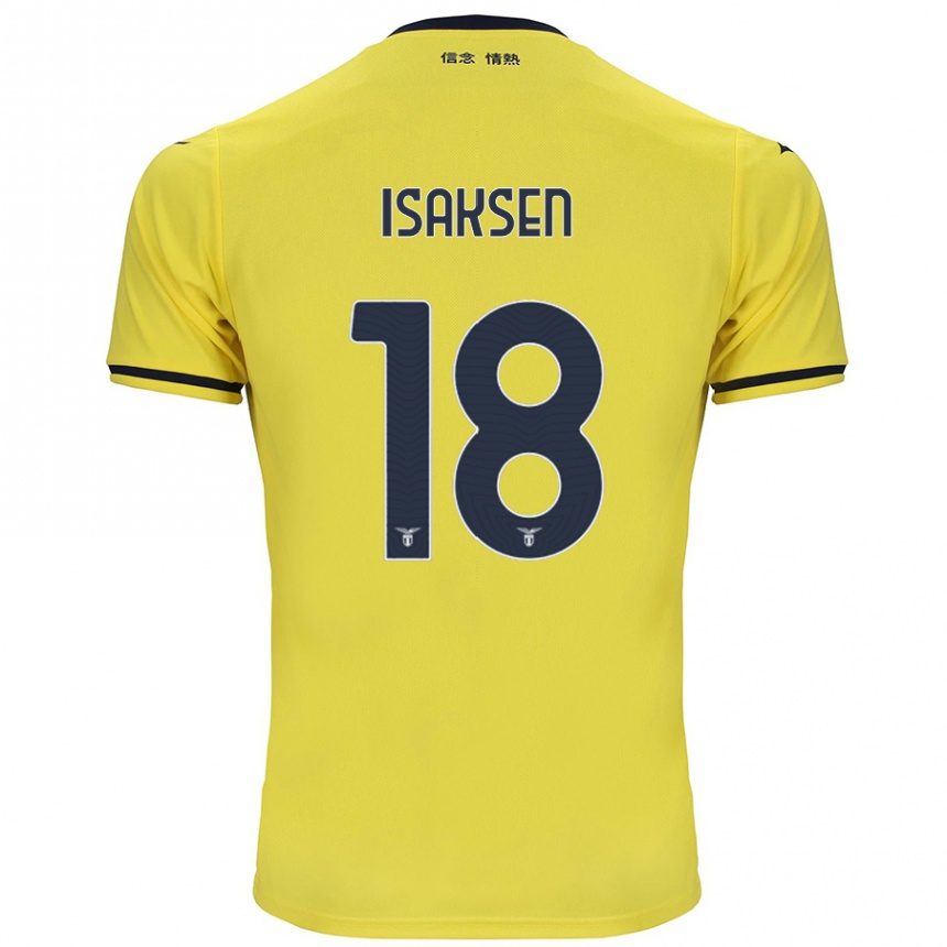 Kinder Fußball Gustav Isaksen #18 Gelb Auswärtstrikot Trikot 2024/25 T-Shirt Luxemburg