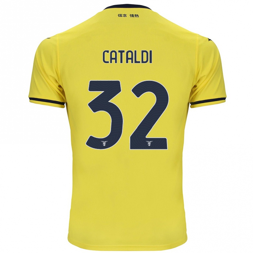 Kinder Fußball Danilo Cataldi #32 Gelb Auswärtstrikot Trikot 2024/25 T-Shirt Luxemburg