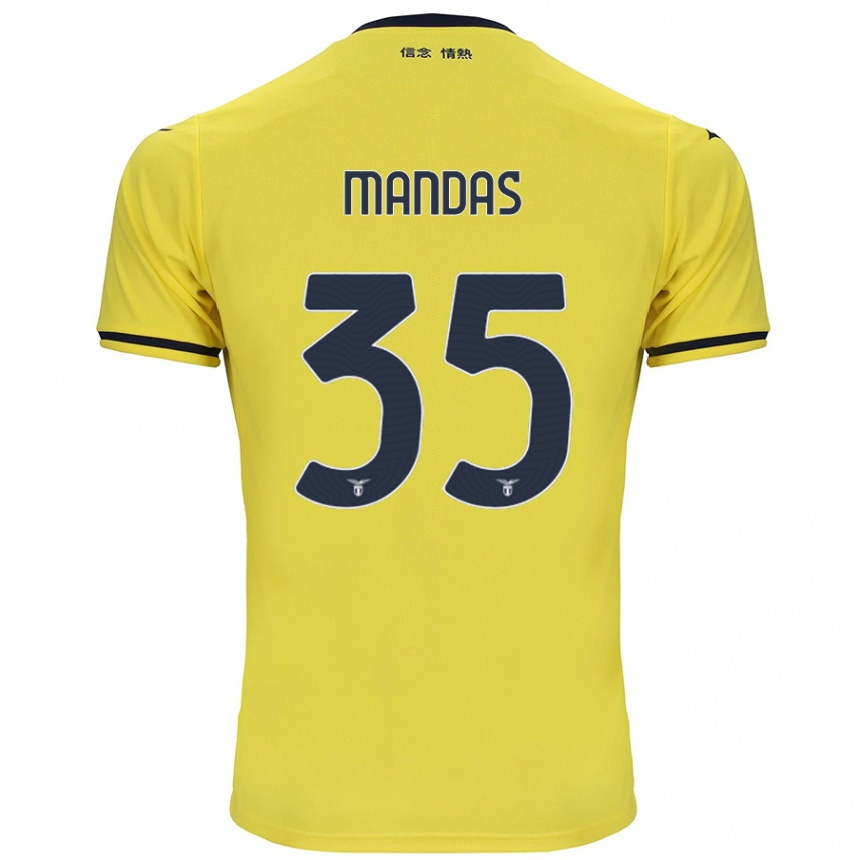 Kinder Fußball Christos Mandas #35 Gelb Auswärtstrikot Trikot 2024/25 T-Shirt Luxemburg