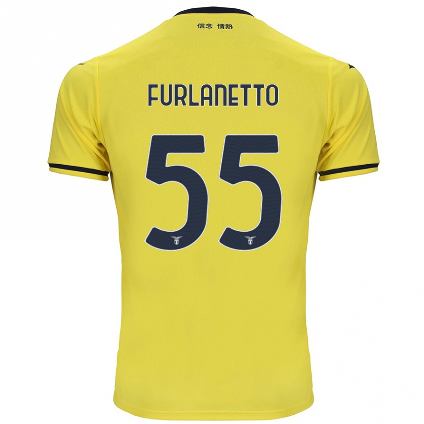 Kinder Fußball Alessio Furlanetto #55 Gelb Auswärtstrikot Trikot 2024/25 T-Shirt Luxemburg