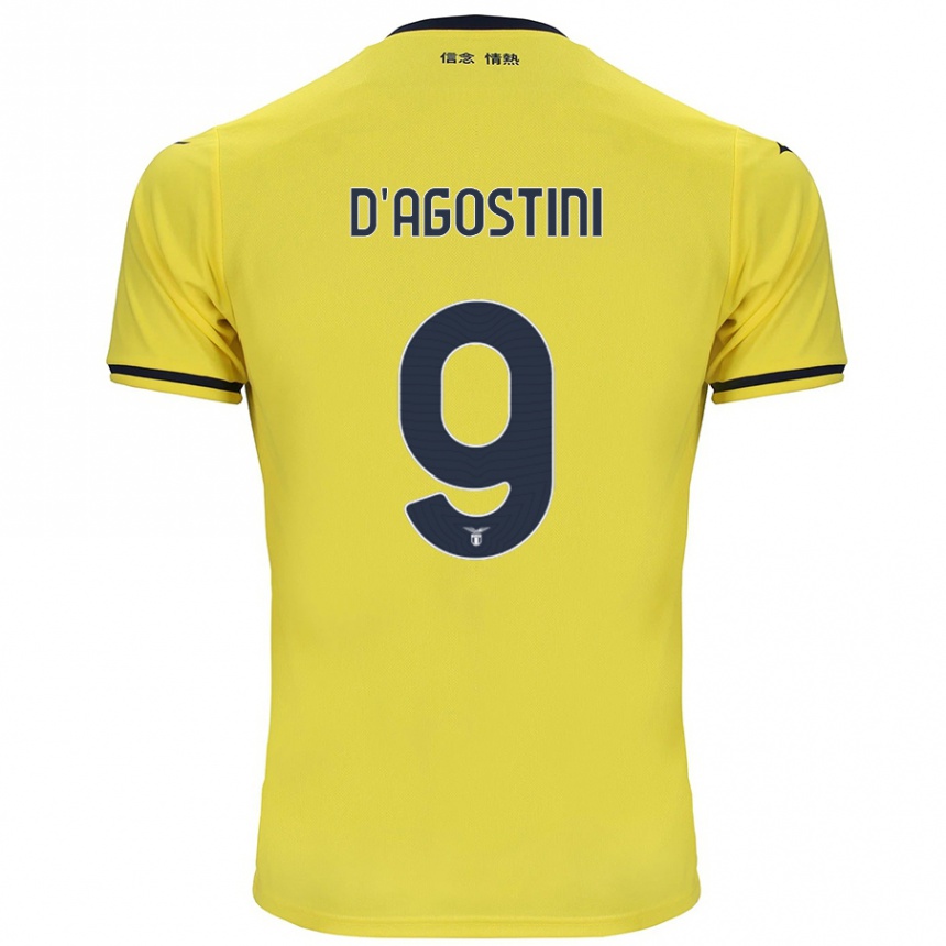 Kinder Fußball Lorenzo D'agostini #9 Gelb Auswärtstrikot Trikot 2024/25 T-Shirt Luxemburg