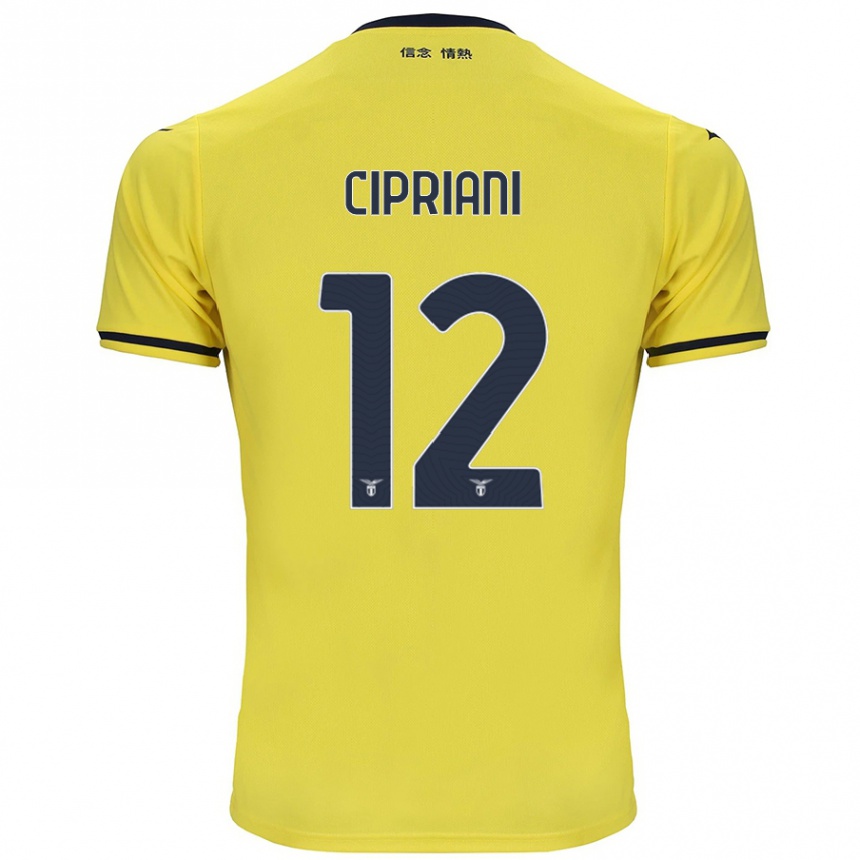 Kinder Fußball Alessio Cipriani #12 Gelb Auswärtstrikot Trikot 2024/25 T-Shirt Luxemburg