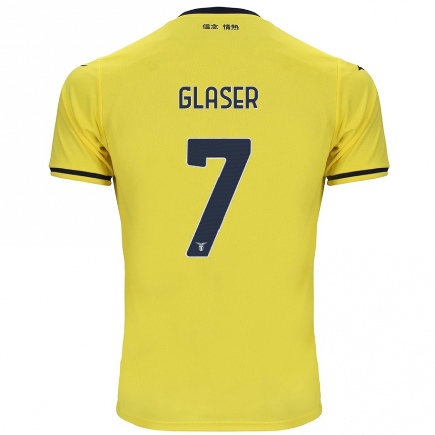 Kinder Fußball Julia Glaser #7 Gelb Auswärtstrikot Trikot 2024/25 T-Shirt Luxemburg