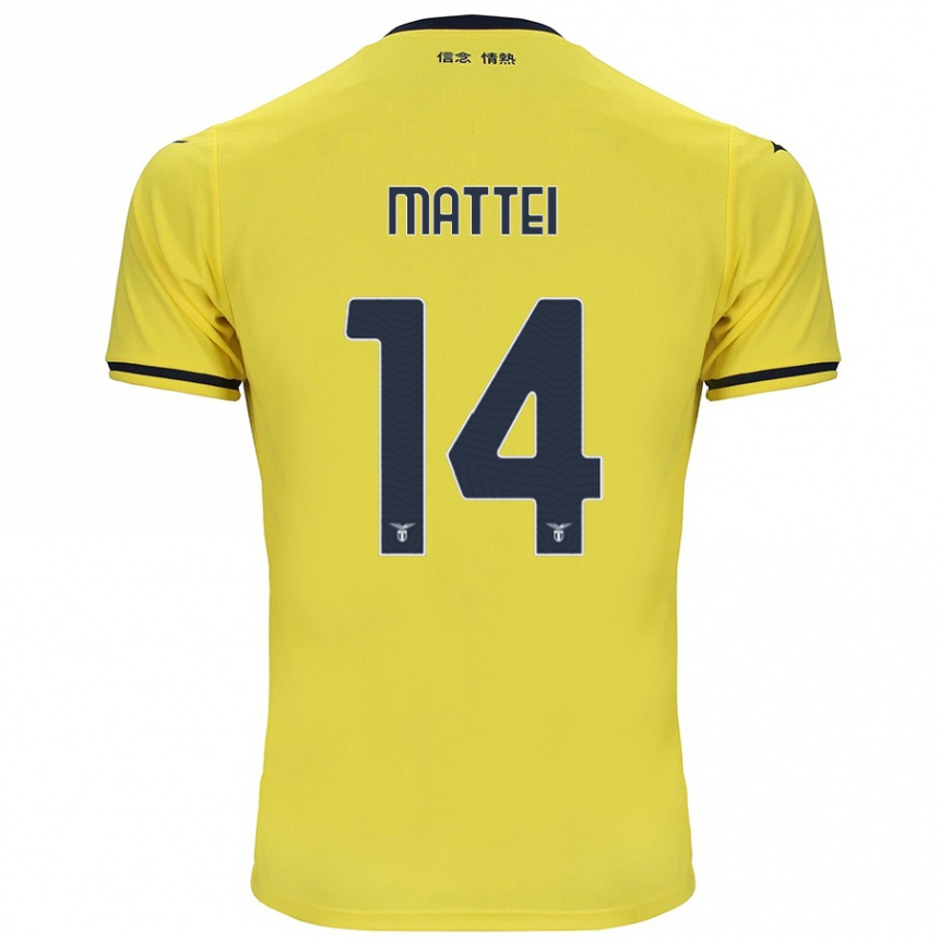 Kinder Fußball Sarah Mattei #14 Gelb Auswärtstrikot Trikot 2024/25 T-Shirt Luxemburg