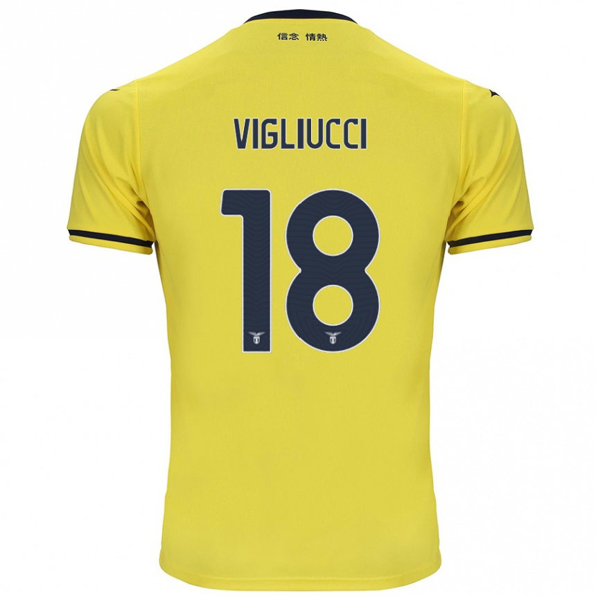 Kinder Fußball Chiara Vigliucci #18 Gelb Auswärtstrikot Trikot 2024/25 T-Shirt Luxemburg