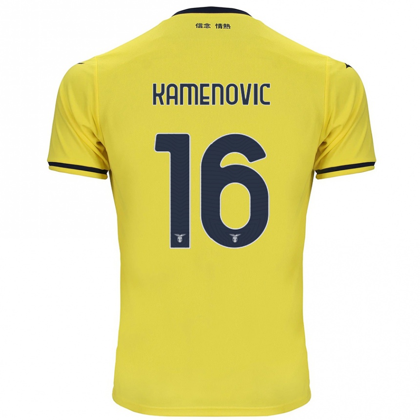 Kinder Fußball Dimitrije Kamenović #16 Gelb Auswärtstrikot Trikot 2024/25 T-Shirt Luxemburg