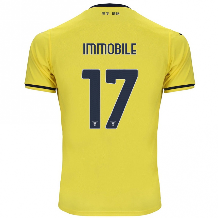 Kinder Fußball Ciro Immobile #17 Gelb Auswärtstrikot Trikot 2024/25 T-Shirt Luxemburg