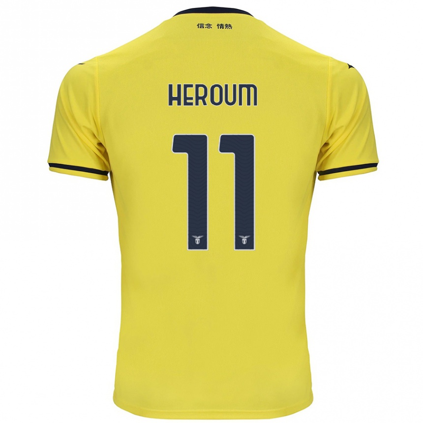 Kinder Fußball Nora Heroum #11 Gelb Auswärtstrikot Trikot 2024/25 T-Shirt Luxemburg