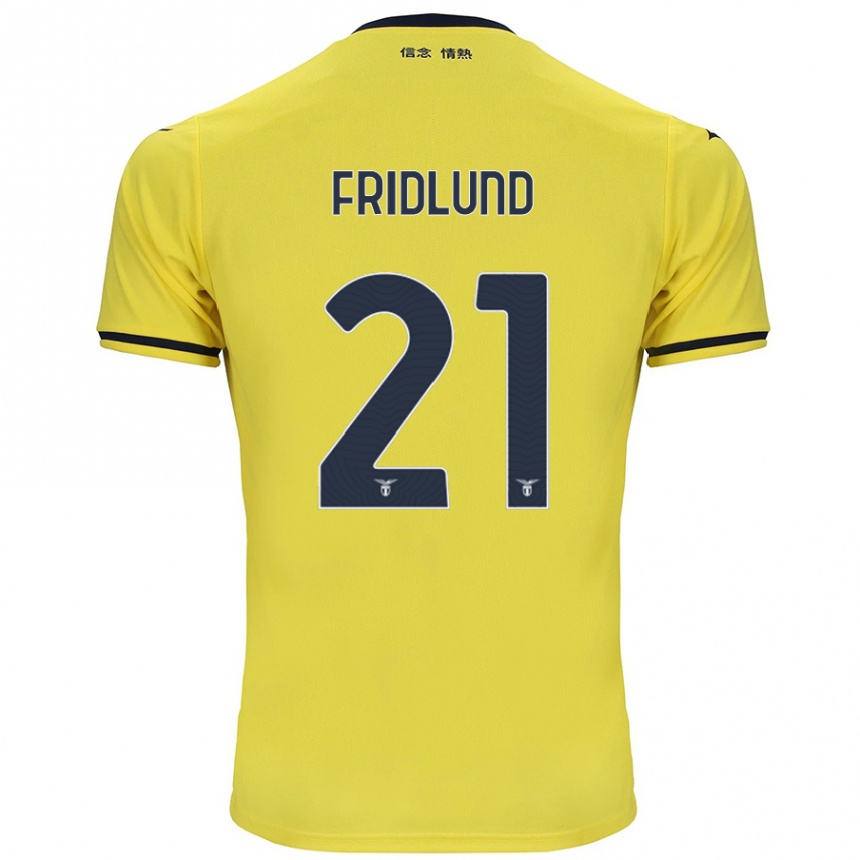 Kinder Fußball Johanne Fridlund #21 Gelb Auswärtstrikot Trikot 2024/25 T-Shirt Luxemburg