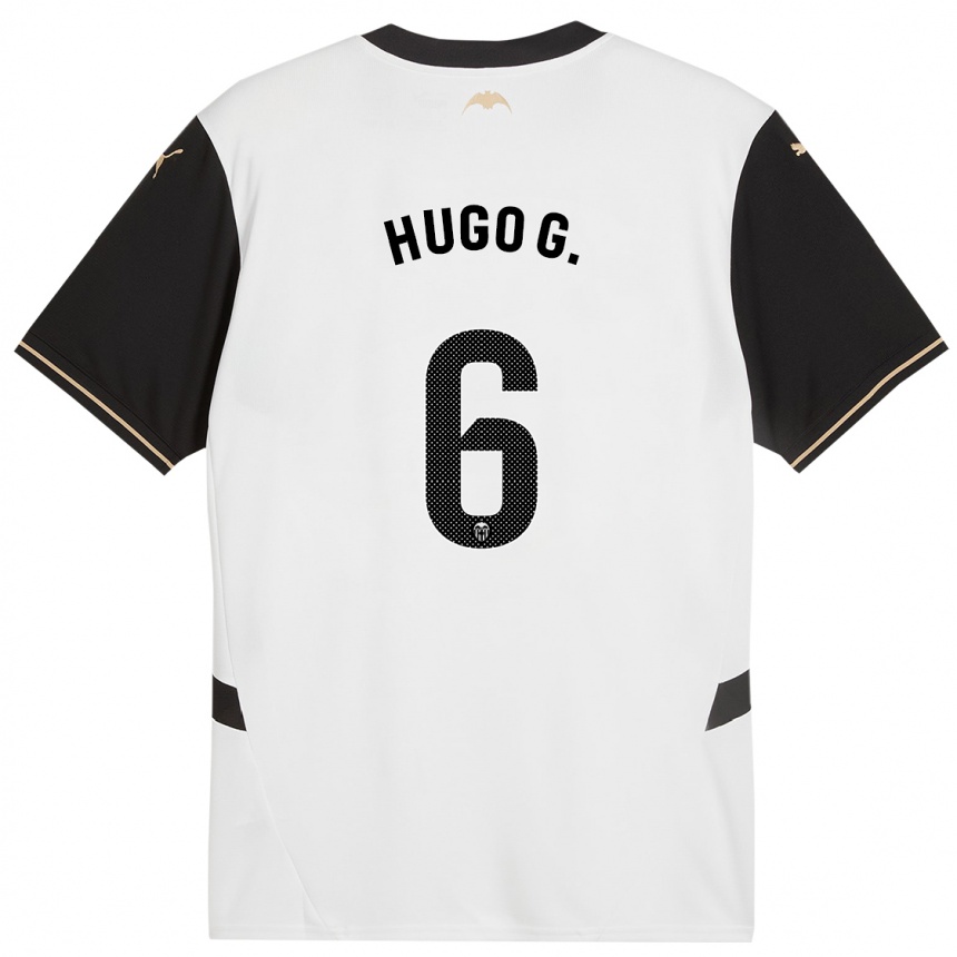 Herren Fußball Hugo Guillamon #6 Weiß Schwarz Heimtrikot Trikot 2024/25 T-Shirt Luxemburg