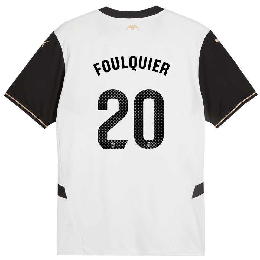 Herren Fußball Dimitri Foulquier #20 Weiß Schwarz Heimtrikot Trikot 2024/25 T-Shirt Luxemburg