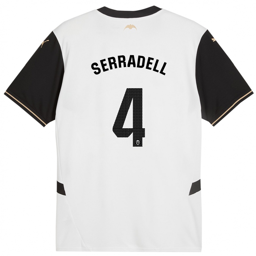 Herren Fußball Álex Serradell #4 Weiß Schwarz Heimtrikot Trikot 2024/25 T-Shirt Luxemburg