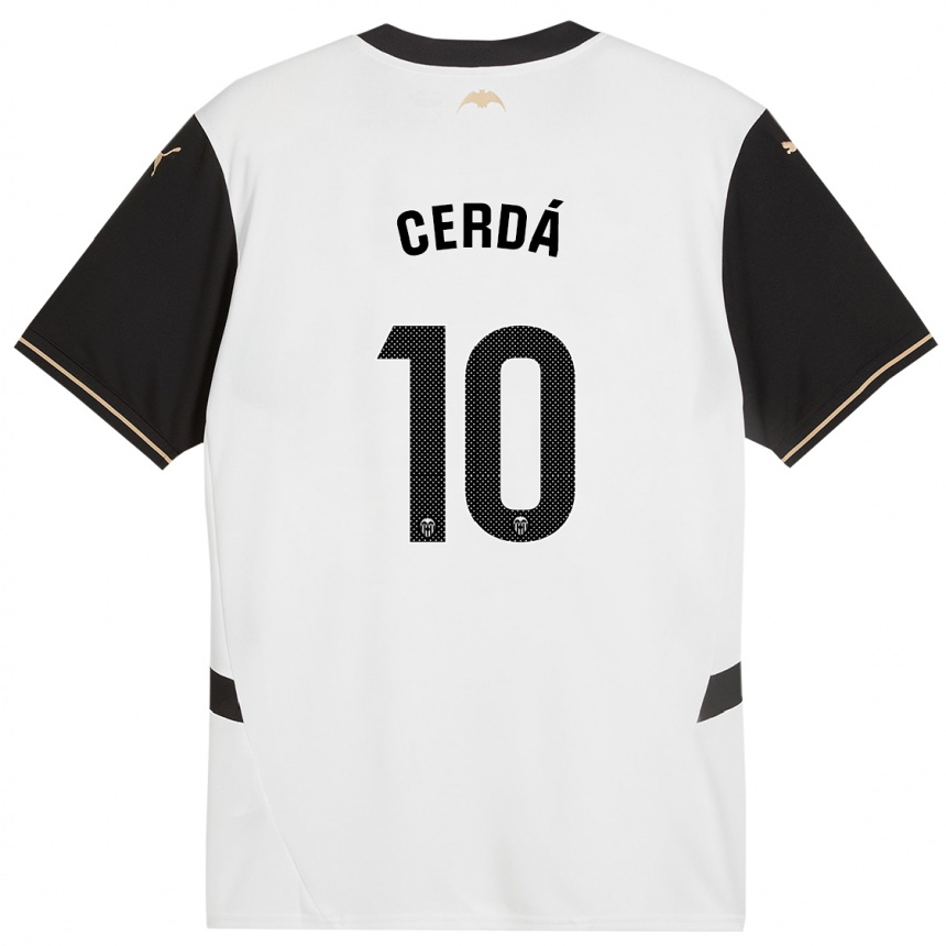 Herren Fußball Alex Cerdá #10 Weiß Schwarz Heimtrikot Trikot 2024/25 T-Shirt Luxemburg