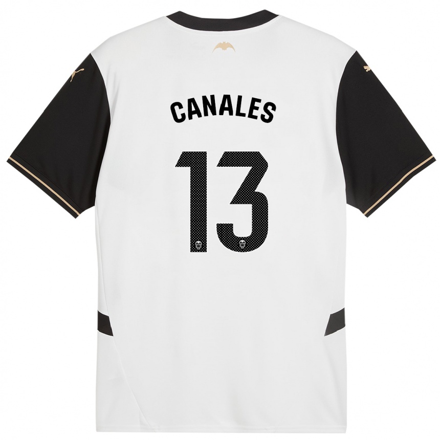 Herren Fußball Antonia Canales #13 Weiß Schwarz Heimtrikot Trikot 2024/25 T-Shirt Luxemburg