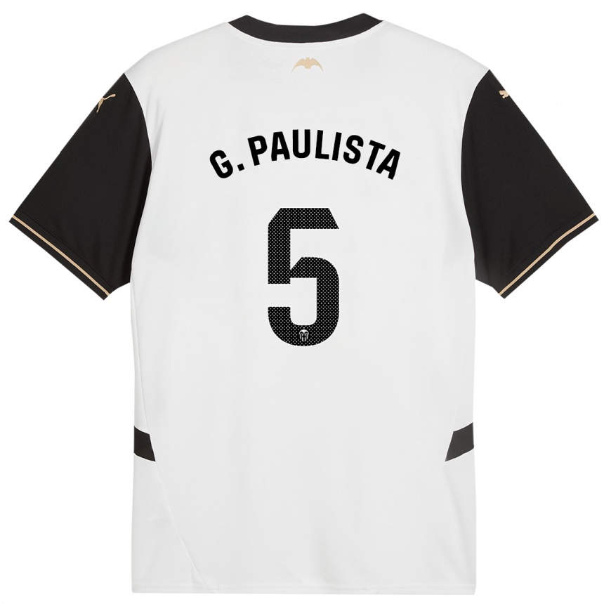 Herren Fußball Gabriel Paulista #5 Weiß Schwarz Heimtrikot Trikot 2024/25 T-Shirt Luxemburg