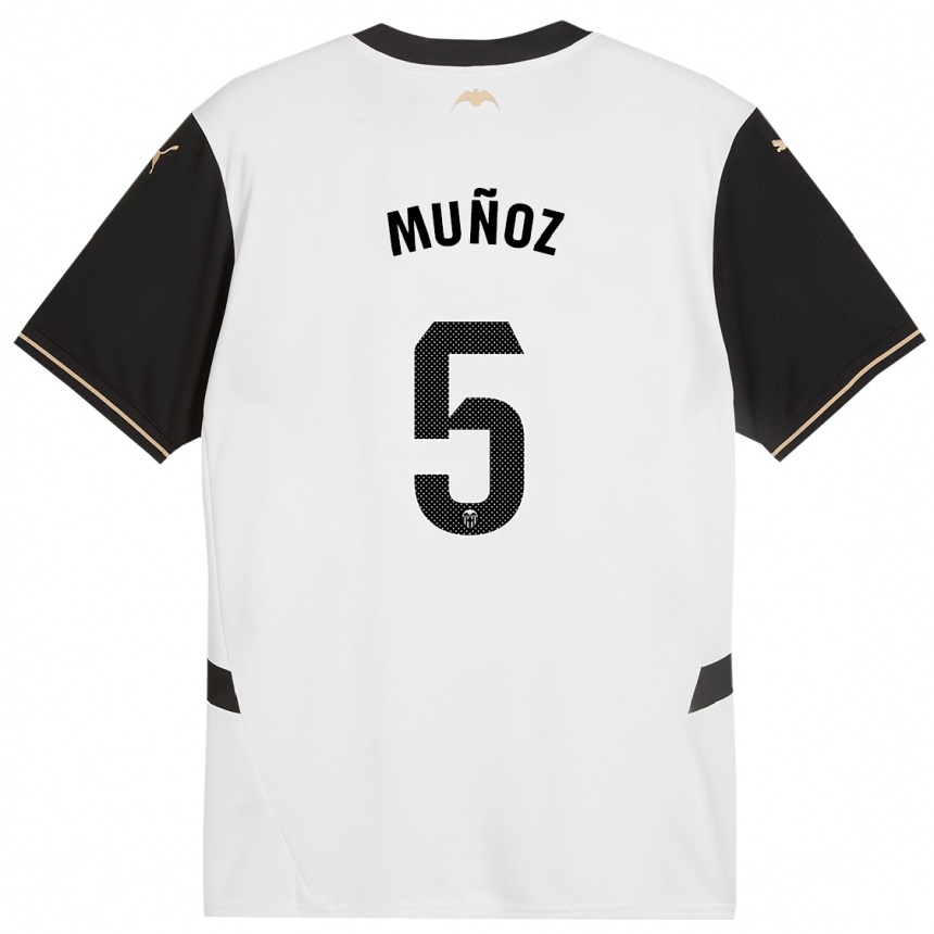 Herren Fußball Iván Muñoz #5 Weiß Schwarz Heimtrikot Trikot 2024/25 T-Shirt Luxemburg