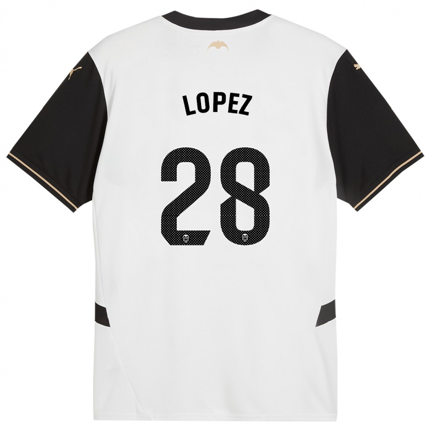 Herren Fußball Saray Lopez #28 Weiß Schwarz Heimtrikot Trikot 2024/25 T-Shirt Luxemburg